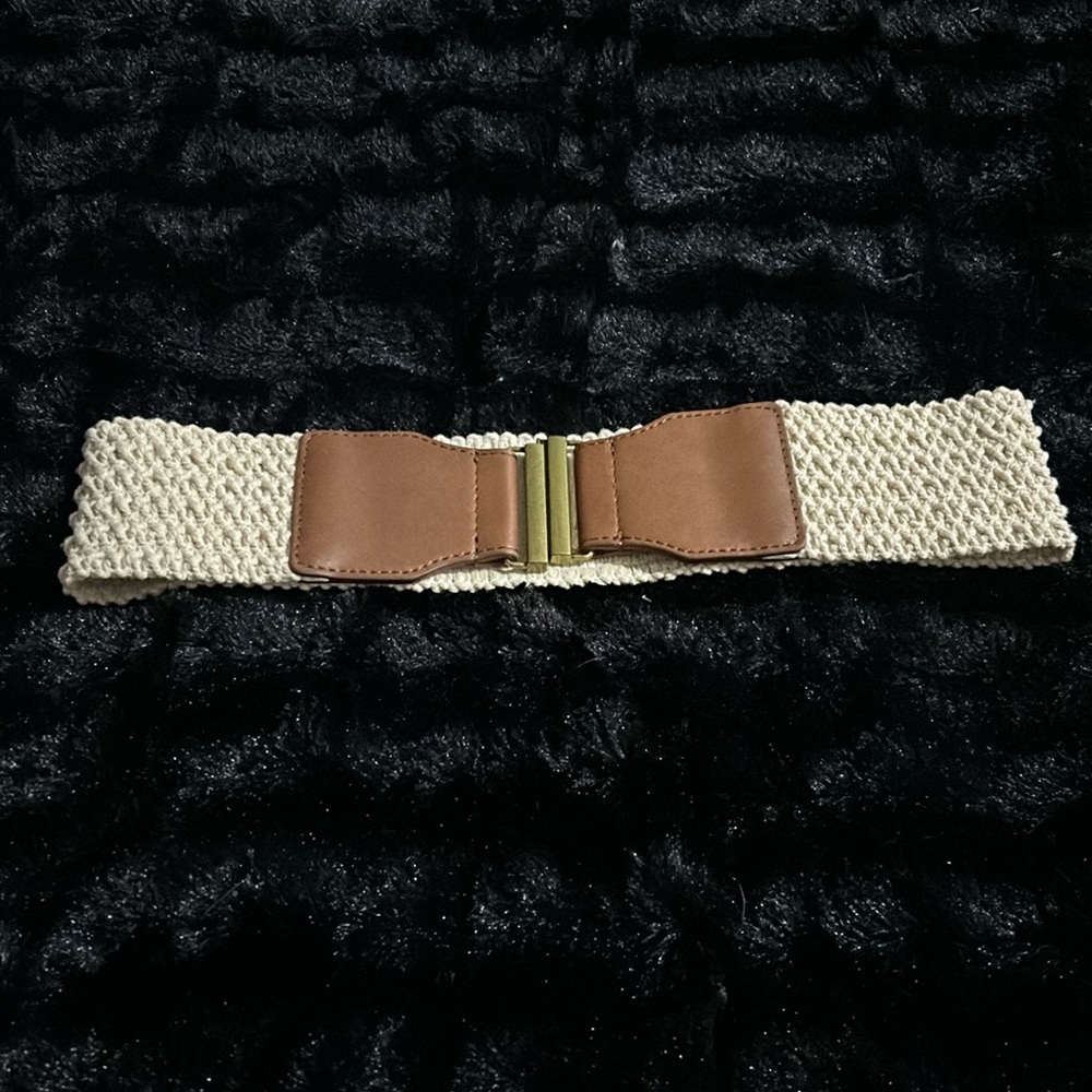 Brown & White Crocheted Belt